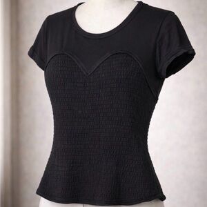 NWT We The Free Black Textured Short Sleeve Top